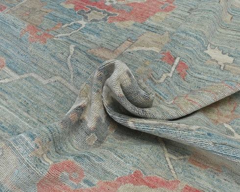 10x14 Greenish Gray Oushak Turkish Hand Knotted Soft Wool Area Rug